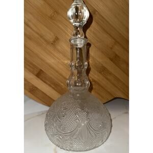 Vintage Indiana Glass Tiara Sandwich Glass 1970’s Decanter Stopper Clear 10”